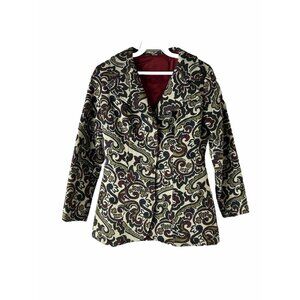 VTG 70s Tapestry Brocade 3 Button Blazer Jacket Trippy Disco